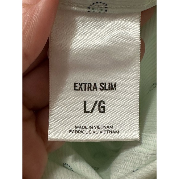 Express green blue polka dots long sleeves button extra slim dress shirt size L - Picture 6 of 8